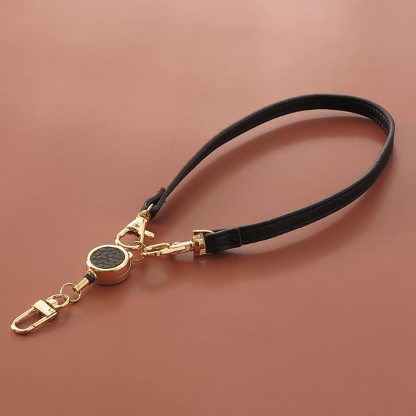 鑰匙掛繩 手腕繩 伸縮掛繩(繩+扣組合) 黑 CHENSON真皮 (W20910-3+Z14)禮物 ラッピング 第4張的照片