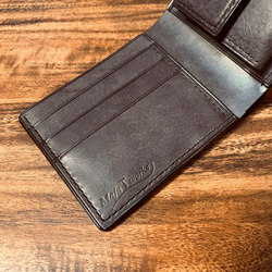 革の手染め- 二つ折り財布 / ブラウン（茶+黒） 6枚目の画像
