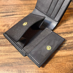 革の手染め- 二つ折り財布 / ブラウン（茶+黒） 5枚目の画像