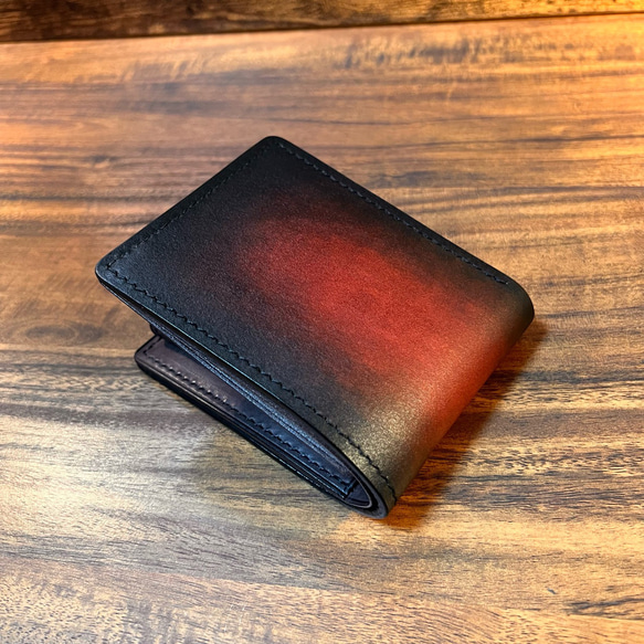 革の手染め- 二つ折り財布 / ブラウン（茶+黒） 8枚目の画像