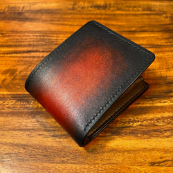 革の手染め- 二つ折り財布 / ブラウン（茶+黒） 1枚目の画像