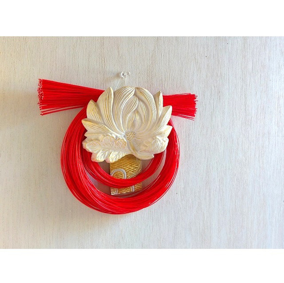 和のかたち　水引しめ飾り　菊の赤 3枚目の画像