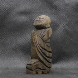 仏像 円空仏 木彫 善財童子（自刻像 16cm 着色 jk2430） 7枚目の画像