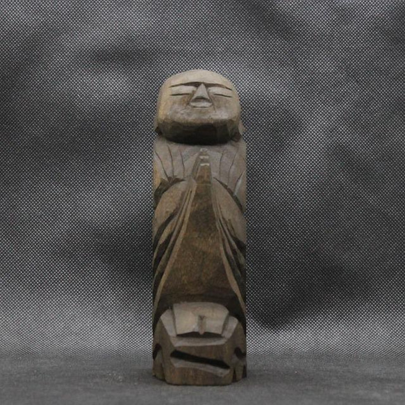 仏像 円空仏 木彫 善財童子（自刻像 16cm 着色 jk2430） 彫刻 円