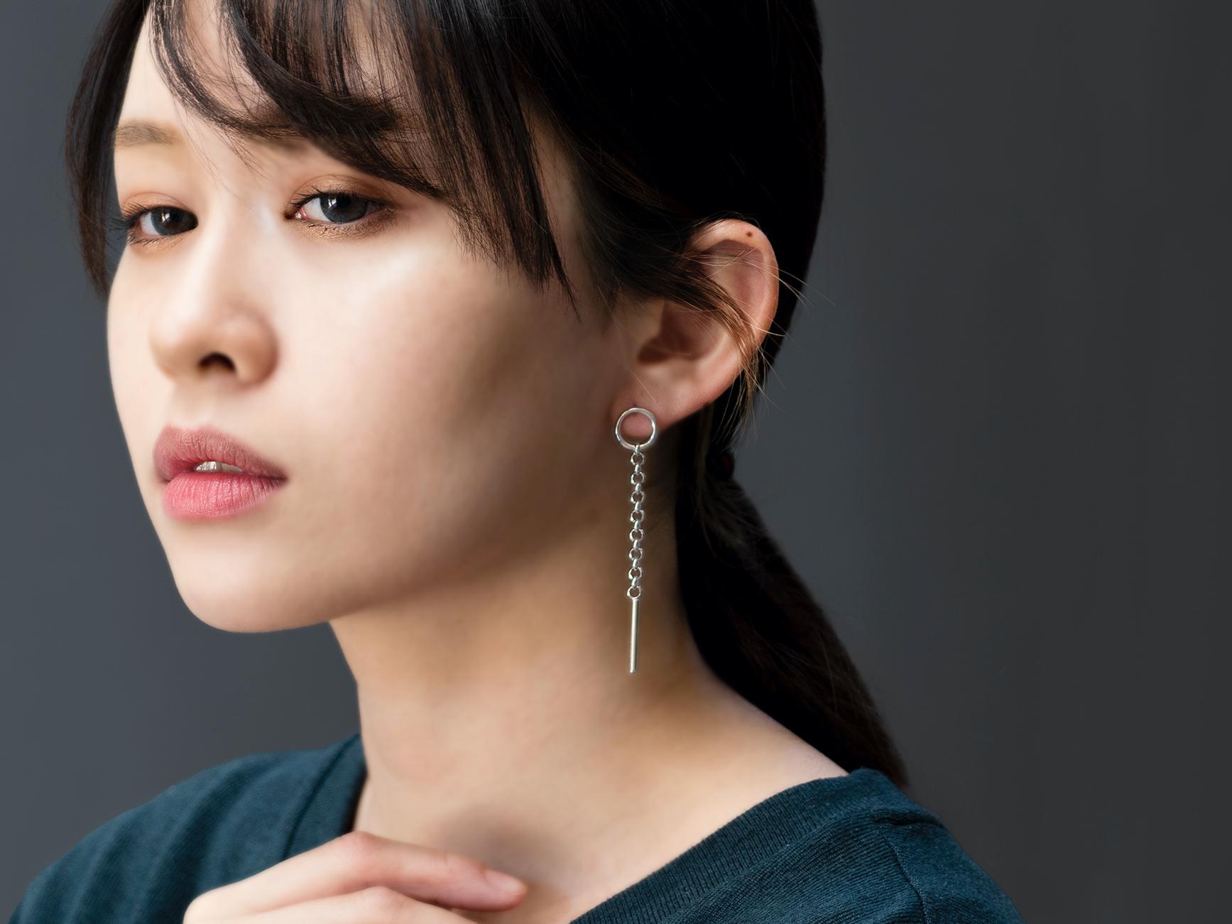 silver ロングチェーンピアス【受注製作】