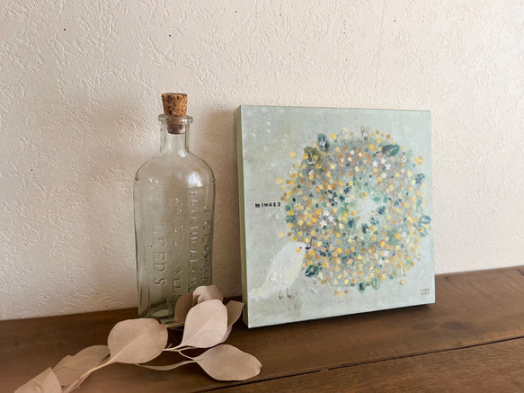 再販　白い鳥の18cm  panel ・ミモザのリース 2枚目の画像