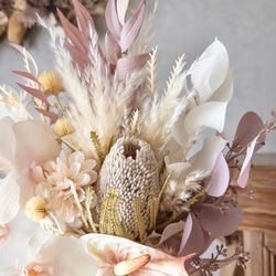 アンスリウムと胡蝶蘭のパンパスグラスウェディングブーケ/ドライフラワーブーケ/造花ブーケ 10枚目の画像