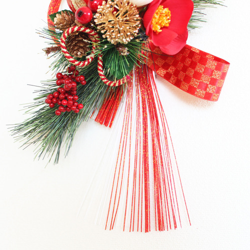 すぐに出荷可能「送料無料」お正月用リース 水引正月飾り しめ縄