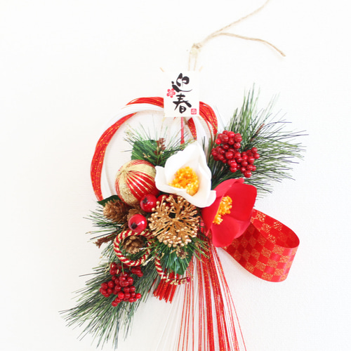 すぐに出荷可能「送料無料」お正月用リース 水引正月飾り しめ縄