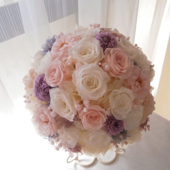 紫ダリアのラウンドブーケ☆ウェディング ブーケ yuki*florist. 通販 