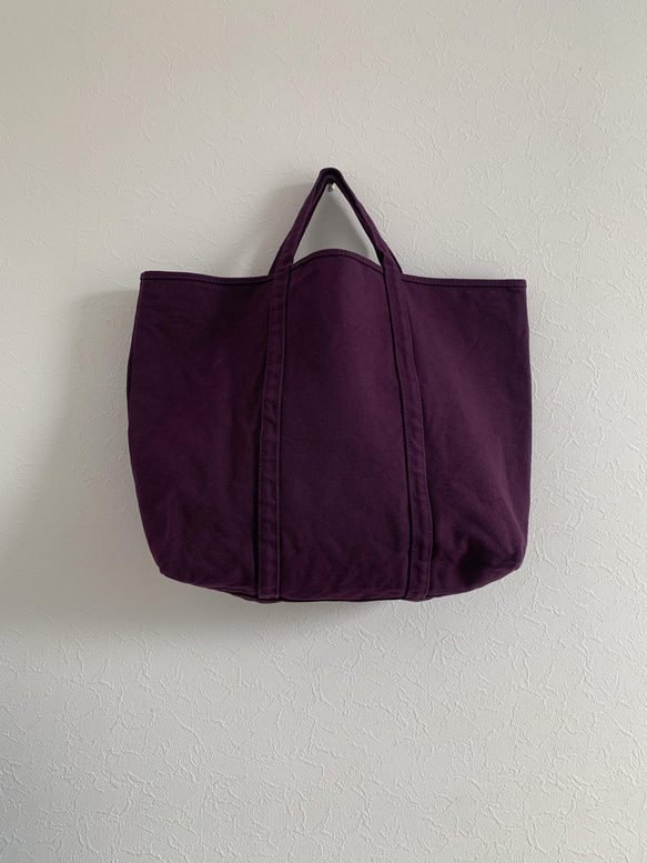 【A4対応】帆布　BASIC TOTE ( TM ) グレープ　持ち手ショート 1枚目の画像