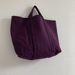 【A4対応】帆布　BASIC TOTE ( TM ) グレープ　持ち手ショート 2枚目の画像