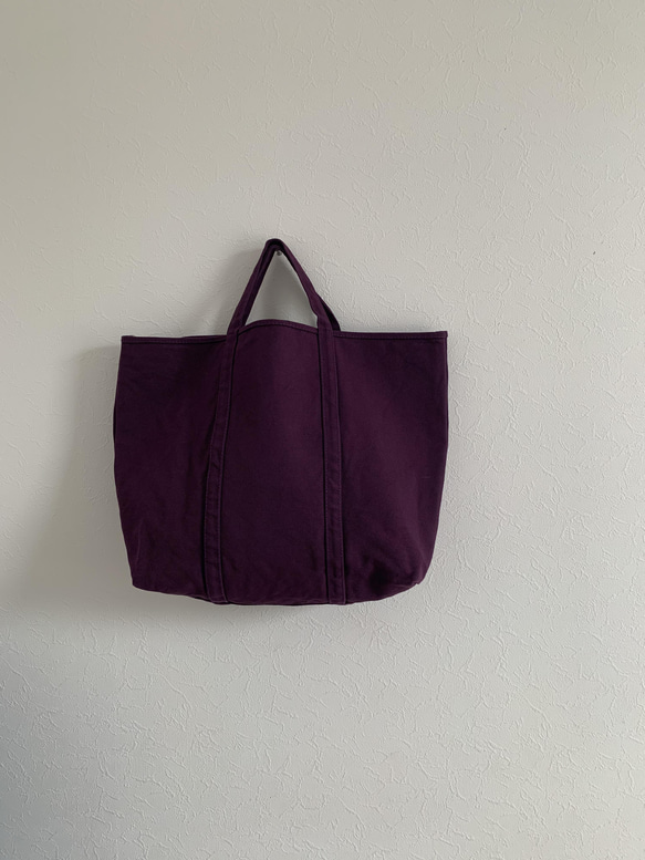 【A4対応】帆布　BASIC TOTE ( TM ) グレープ　持ち手ショート 5枚目の画像