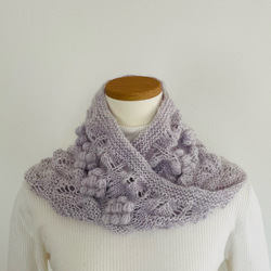 ハンドメイド  黒★Blue Rose 立体手編みスヌード ハンドメイド 黒☆Blue Rose 立体手編みスヌード