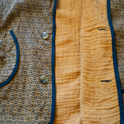 亞麻圖案無領夾克/橙色/三河棉刺子編織 第6張的照片