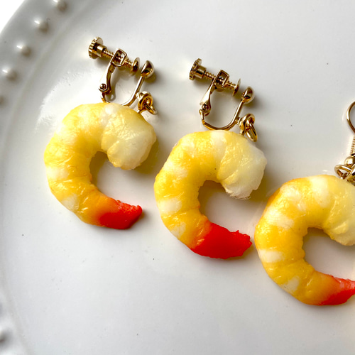 リニューアル再販！ エビ 【M size】ピアスorイヤリング 食品サンプル