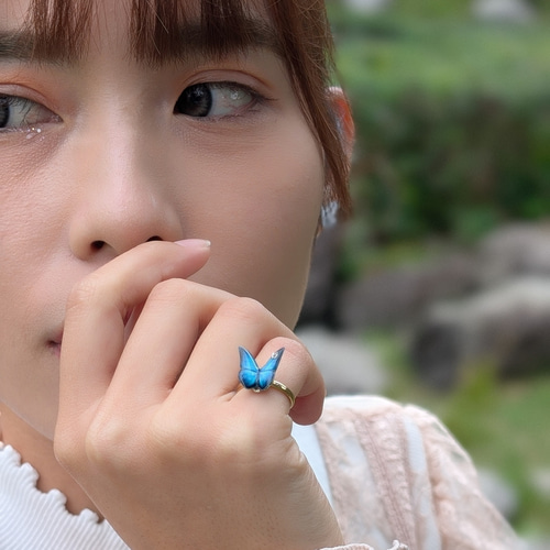 選べる8色 ピンキーリング♪】蝶々リング。アゲハ蝶、モルフォ蝶