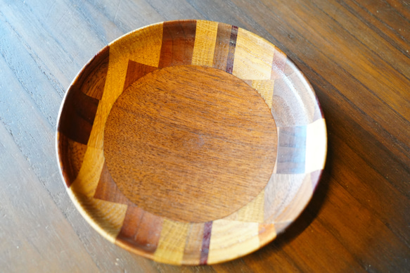【木　皿　木製　食器】＃184　ミックスウッド 2枚目の画像