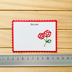 ♡バラの花♡ミニギフトカード・3色セット♡薔薇の刺繍♡紙刺繍♡ミニカード♡プチギフト♡ありがとう♡お礼状♡本の気持ち♡ 4枚目の画像