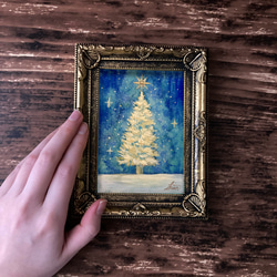 クリスマスの小さい日本画　クリスマスツリー 2枚目の画像