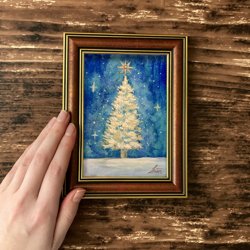 クリスマスの小さい日本画 クリスマスツリー 絵画 紫苑工房 通販 クリスマスの小さい日本画 クリスマスツリー 絵画 紫苑工房 通販