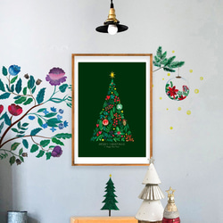再販2　個性溢れる『クリスマスツリー(Darkgreen)』　インテリアポスター 1枚目の画像