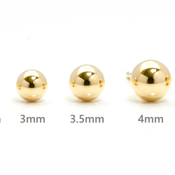 K18 ボールピアス 丸玉 3mm 18金 18k K14 ホワイトゴールド ピンクゴールド 日本製  【p1207】 5枚目の画像