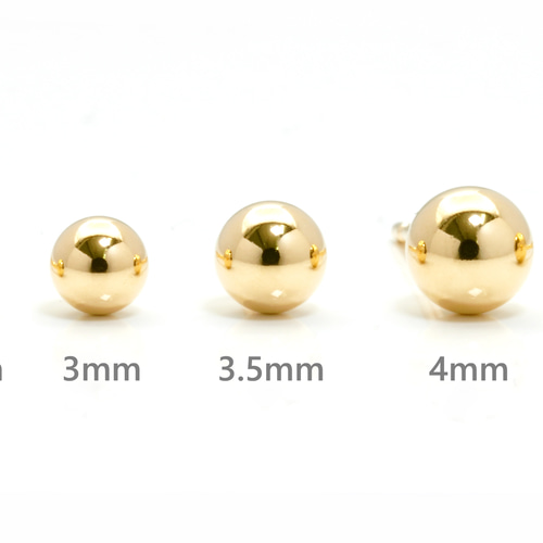 K18 ピアス 丸玉 3mm ペア 18金 18k YG ゴールド ボール