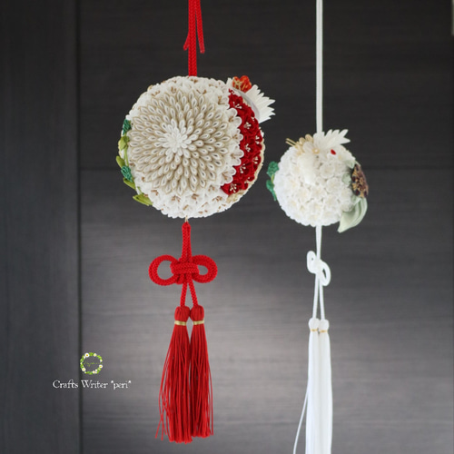 ⭐️つまみ細工花飾り⭐️松竹梅祝いくす玉⭐️ 立体・オブジェ 工芸