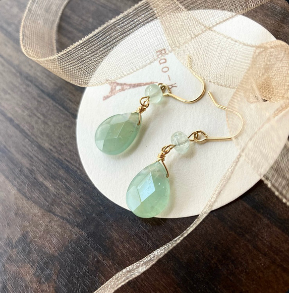 ✨outlet✨14kgfグリーンベリルのピアス/イヤリング ピアス（フック 