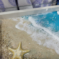 受注生産　海を感じるレジンテーブル　ビーチラグーン　海を感じるインテリア　レジン海　西海岸インテリア　サーファー　 2枚目の画像