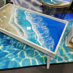 受注生産　海を感じるレジンテーブル　ビーチラグーン　海を感じるインテリア　レジン海　西海岸インテリア　サーファー　 7枚目の画像