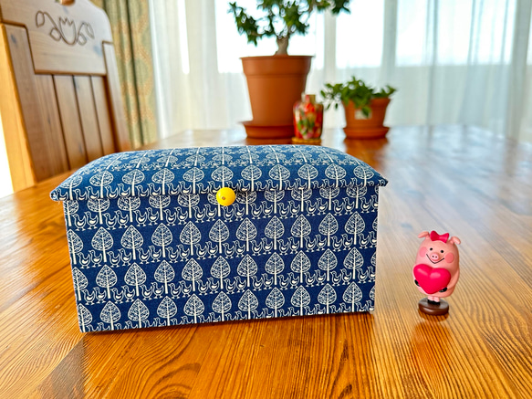 [Small pretty bird Mask Box : Navy 紺 ]  Cartonnage  Box 第1張的照片