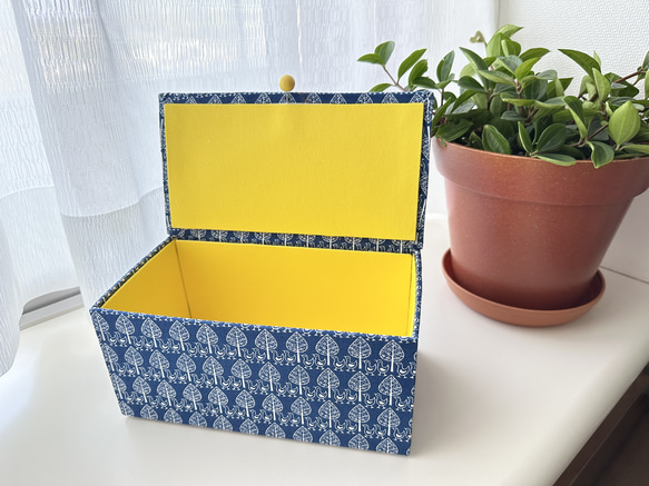 [Small pretty bird Mask Box : Navy 紺 ]  Cartonnage  Box 第2張的照片