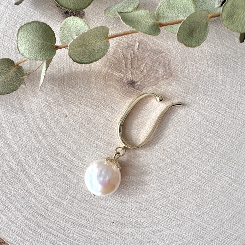 14Kgf 大粒淡水バロックパールのイヤーカフ 淡水パール 春の贈り物 新