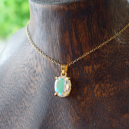 虹色マベパールのペンダントトップ❤️18Ｋ 奄美の輝き®×虹珠 マベ真珠 カラ付 15mmK18イエローゴールド巻