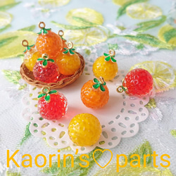 ガラスのオレンジ♡みかんのチャーム/パーツ チャーム kaorin-0826