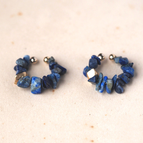 【サービス品】ラピスラズリ&琥珀 イヤーカフ お得！イヤーカフ3set｜ラピスラズリ・チェコビーズ・選べる