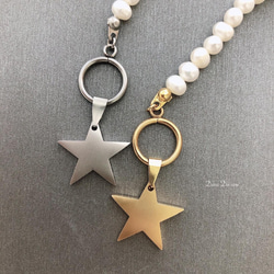 Perl×stainless chain silver star  pendant necklace 7枚目の画像