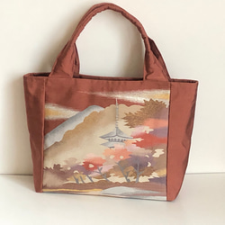 帯リメイクバッグ 赤花 トートバッグ nonohana1492 通販 7117695