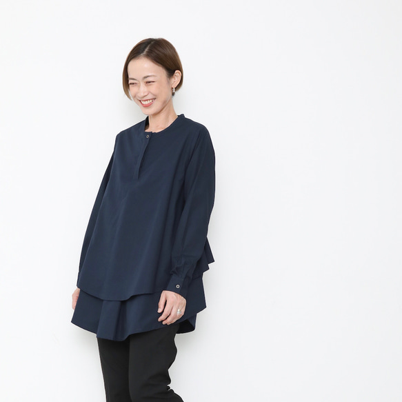 Kasane blouse / deep navy 3枚目の画像