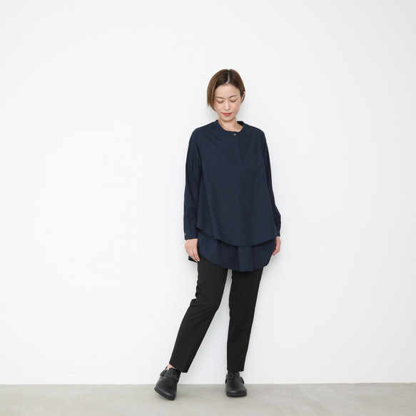 Kasane blouse / deep navy 6枚目の画像