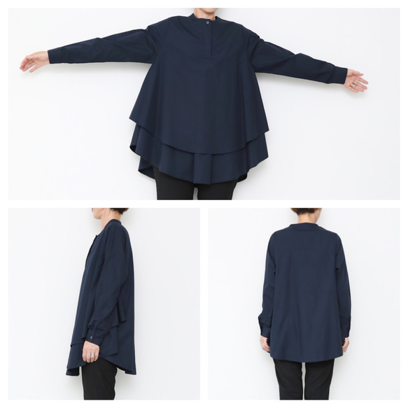 Kasane blouse / deep navy 5枚目の画像