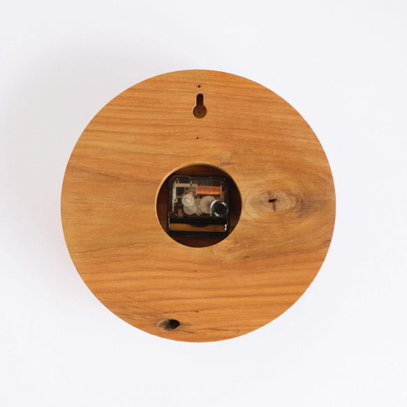 木製 掛け時計 丸型 チーク材23 4枚目の画像