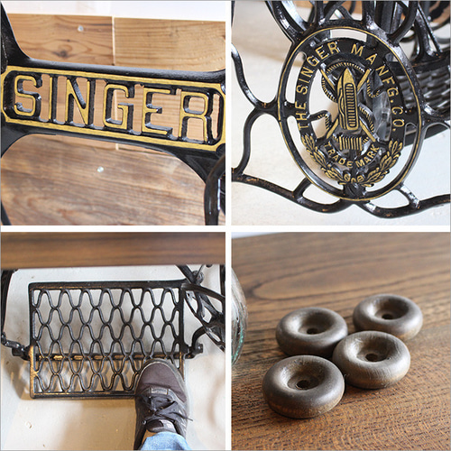 アンティークSINGERミシン脚のリメイクテーブル（幅90cm） ミシン台