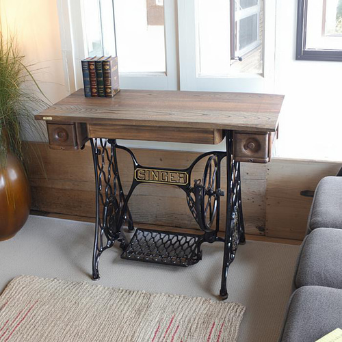 アンティークSINGERミシン脚のリメイクテーブル（幅90cm） ミシン台