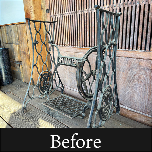 アンティークSINGERミシン脚のリメイクテーブル（幅90cm） ミシン台