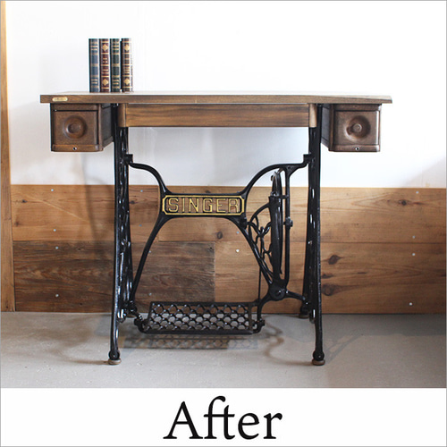 アンティークSINGERミシン脚のリメイクテーブル（幅90cm） ミシン台