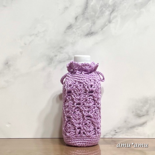 350ml しずく模様のペットボトルカバー（ラベンダー） その他ケース