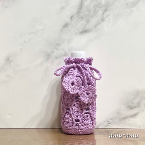 350ml しずく模様のペットボトルカバー（ラベンダー） その他ケース